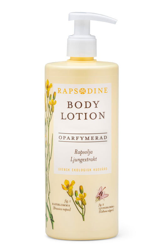 Svensk, ekologisk och vegansk bodylotion, oparfymerad, 500 ml från Rapsodine