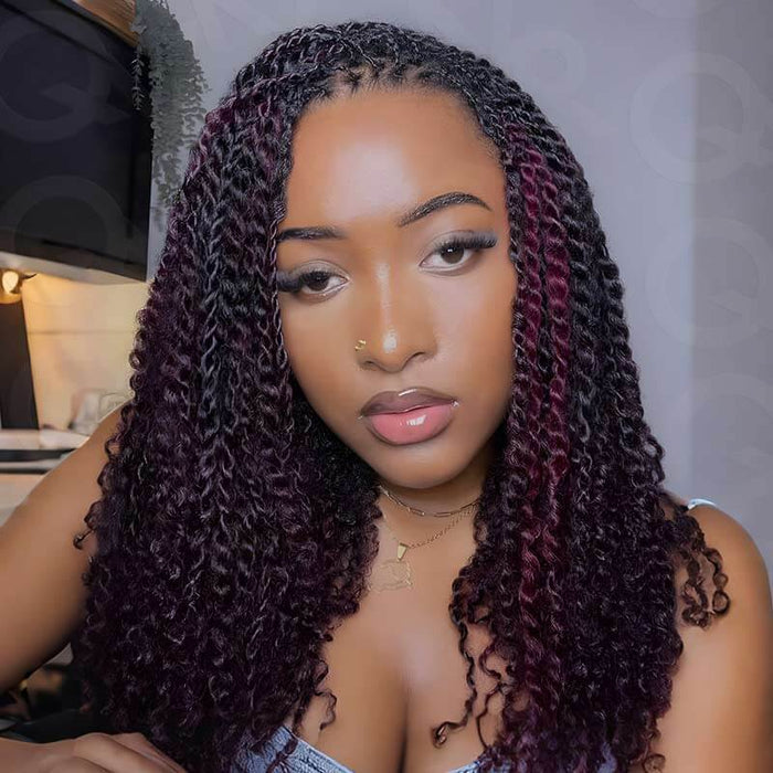flawless mini twist with qvr 1b/99j afro kinky hair extensions