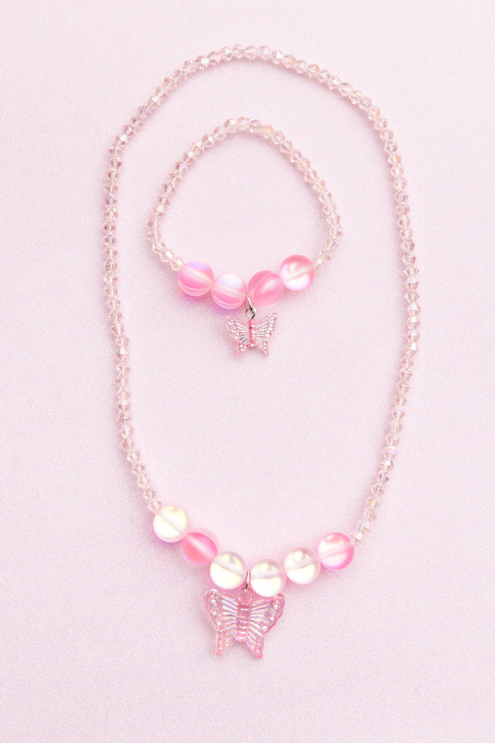 Boutique Holo Pink Crystal Necklace-Retail-Great Pretenders USA