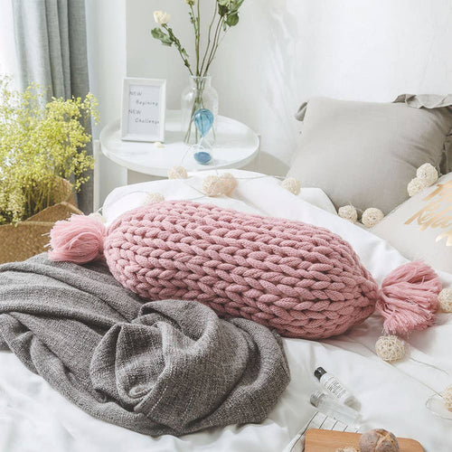 Candy Shaped Chunky Cable Knit Throw Pillow