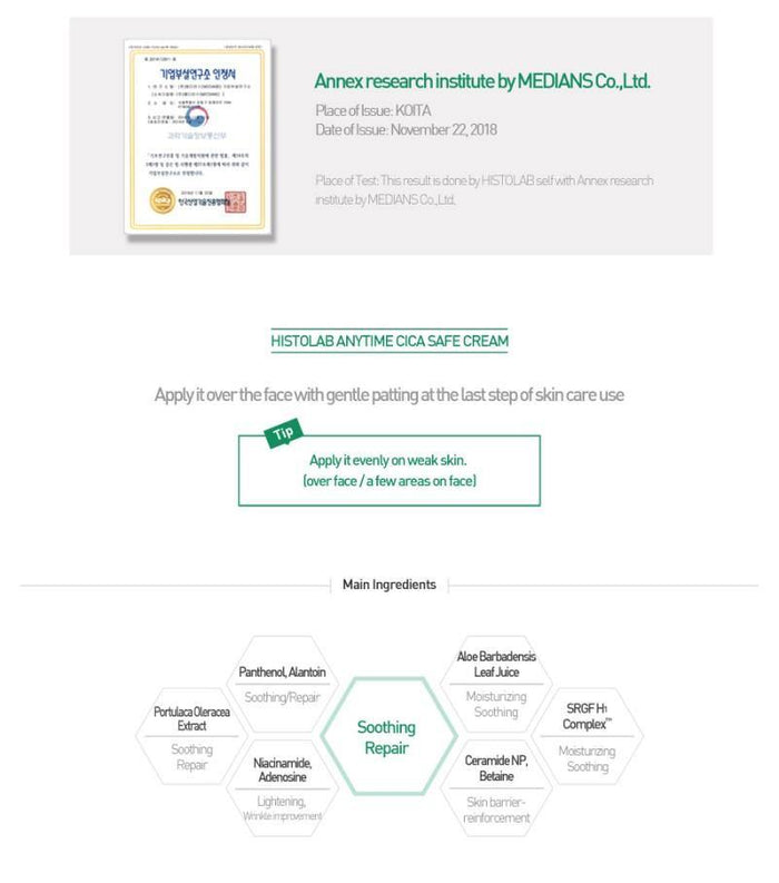 ANYTIME CICA SAFE CREAM - HistoLab Canada