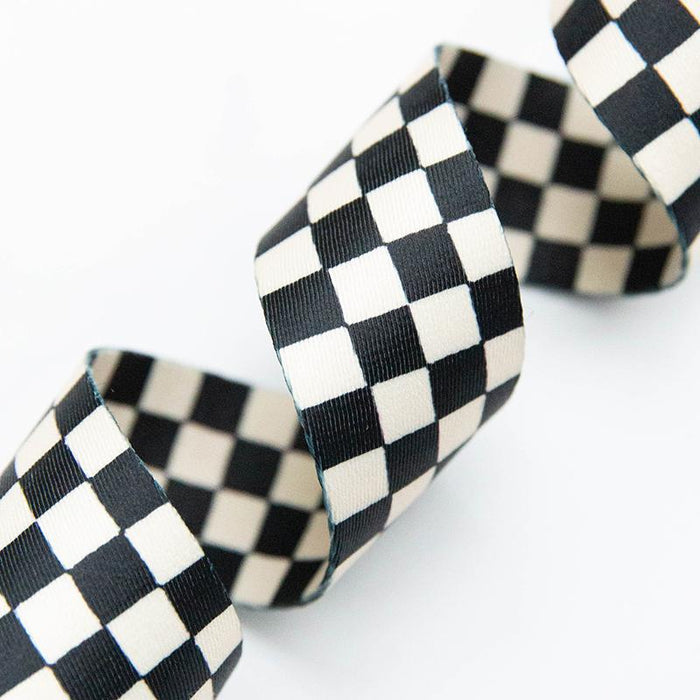 Checker in Black and White Webbing 1.5"