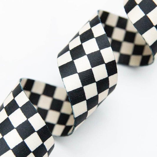 Checker in Black and White Webbing 1.5"