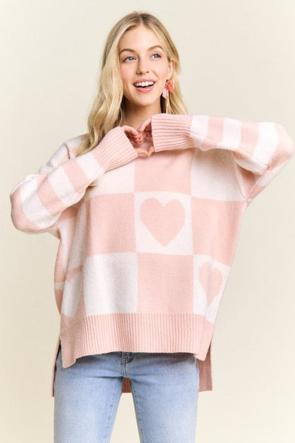 Checkerboard Heart Sweater