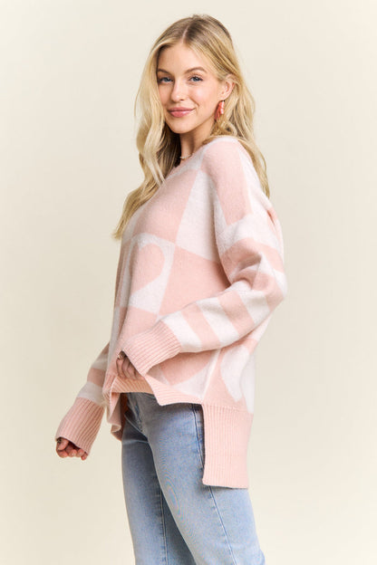 Checkerboard Heart Sweater