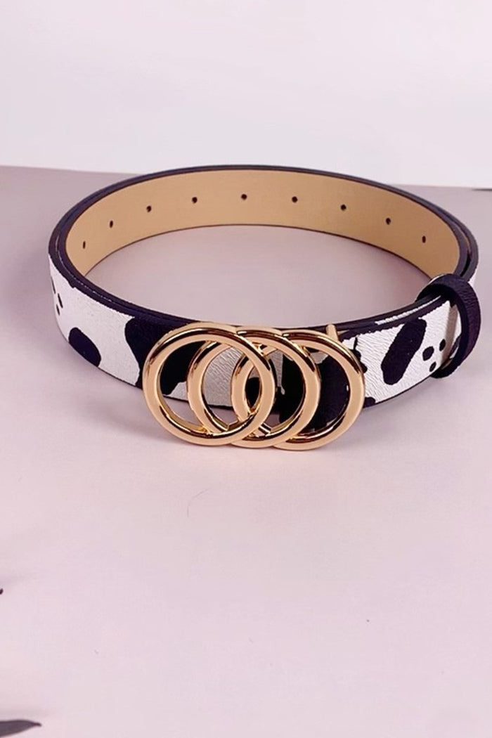 Chic Animal Print Belt with Double Circle Buckle
