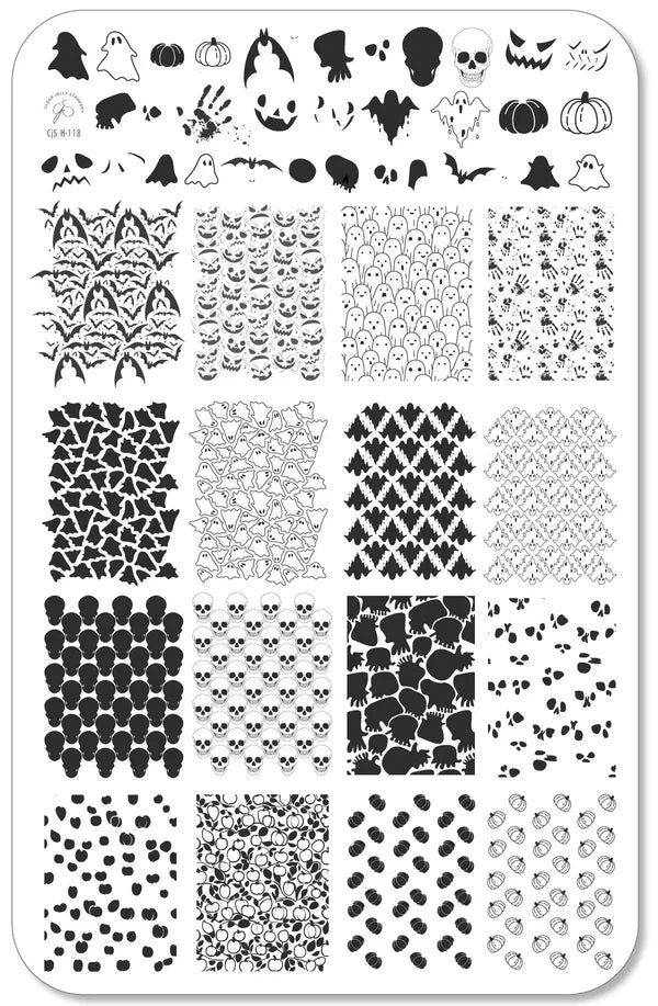 CjSH-118  Wallpaper - Skeletons  |  Steel Nail Art Stamping Plate