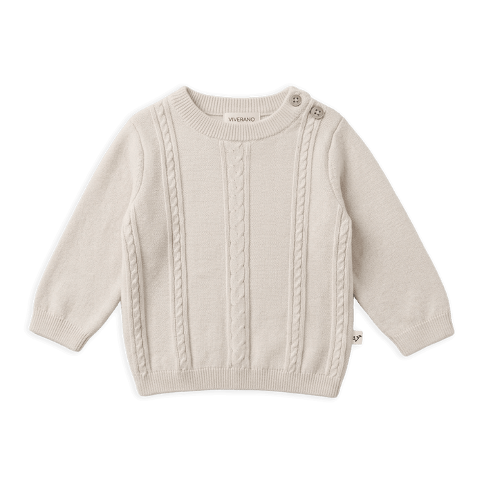 Organic Cotton Classic Cable Knit Baby Pullover Sweater