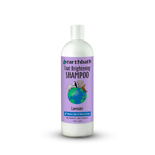 Bottle of Earthbath Coat Brightening Shampoo on a white background