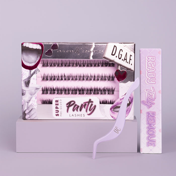 D.G.A.F Super Pre-Glued Party Lashes Full Kit - Unicorn Cosmetics