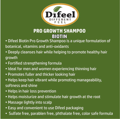 DIFEEL BIOTIN PRO-GROWTH SHAMPOO 33.8 OZ. - Palms Fashion Inc.