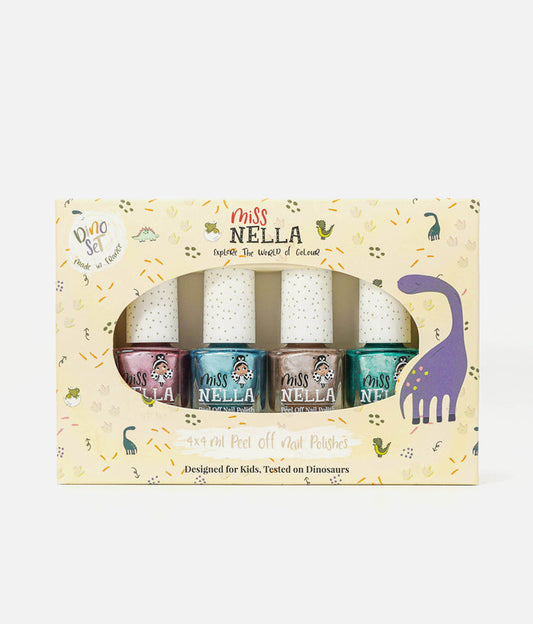 Tweens Nail Polish Set - Dinosaur-Themed, Safe & Peel-Off (4 Colours)
