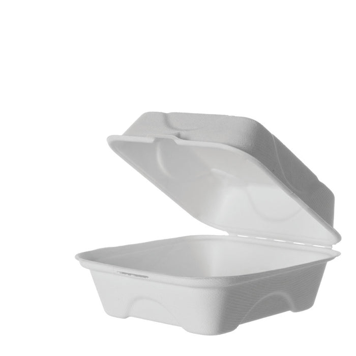 EcoProducts Compostable Sugarcane Clamshells (6 x 6 x 3in | Medium-Weight) | 400/cs