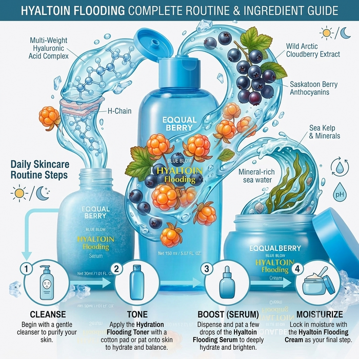 EQQUALBERRY HYALTOIN FLOODING 3-Step Hydration Set - DOKAN
