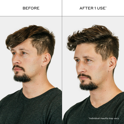 Zenagen Flexture Paste before-and-after image showing styled hair with more visible texture and definition.