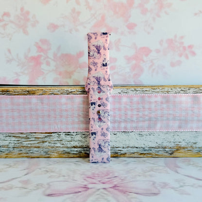 French Affair pink and navy toile de Jouy print silicone band for Samsung Galaxy Watch from Fancy Bands
