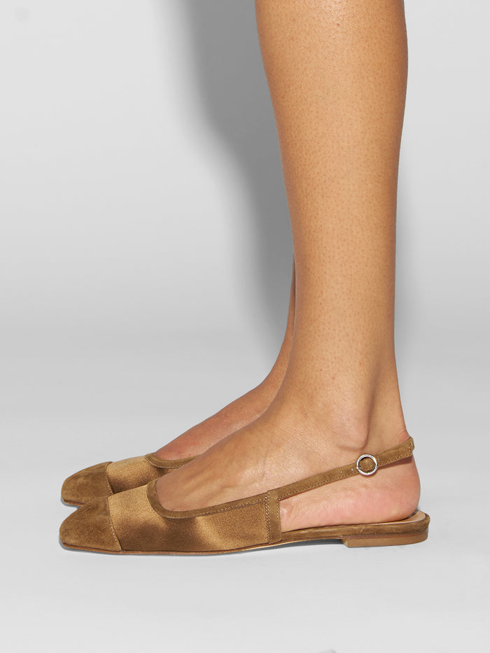 Geraldine Satin Toe-Cap Flats
