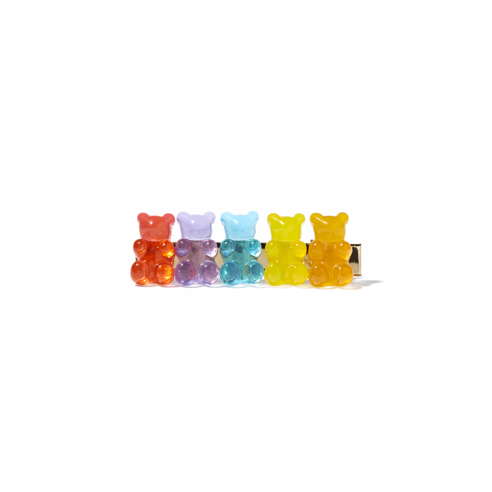 Glossy Rainbow Gummy Bears Hair Clips