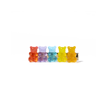 Glossy Rainbow Gummy Bears Hair Clips