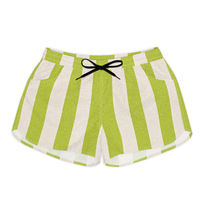 Green Flash Imspired Striped Casual Women's Shorts — Lightweight Summer Lounge Shorts