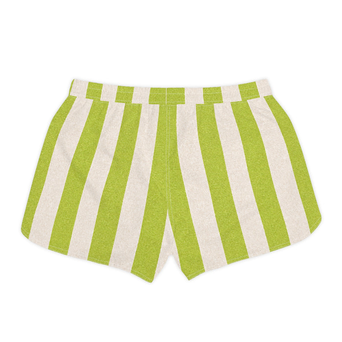 Green Flash Imspired Striped Casual Women's Shorts — Lightweight Summer Lounge Shorts