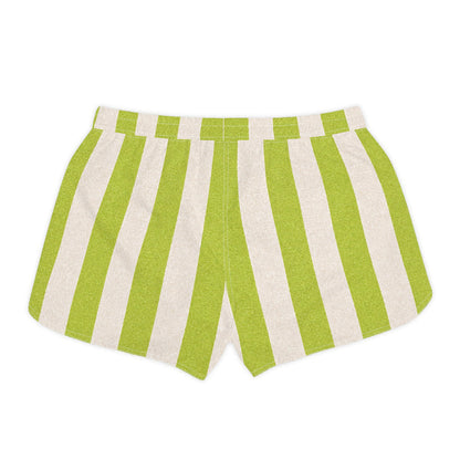 Green Flash Imspired Striped Casual Women's Shorts — Lightweight Summer Lounge Shorts