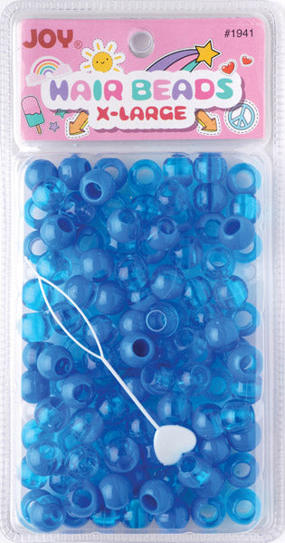 Joy Round Hair Beads X-Large, 100 Count, Two Tone Vivid Blue