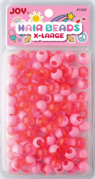 Joy Round Hair Beads X-Large, 100 Count, Two Tone Vivid Pink