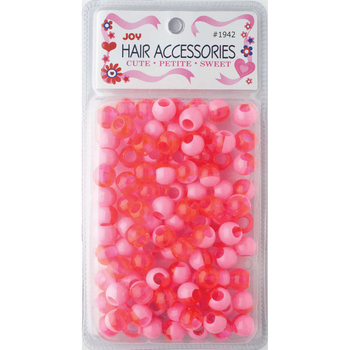 Joy Round Hair Beads X-Large, 100 Count, Two Tone Vivid Pink