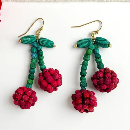 Kantha Cherry Earrings
