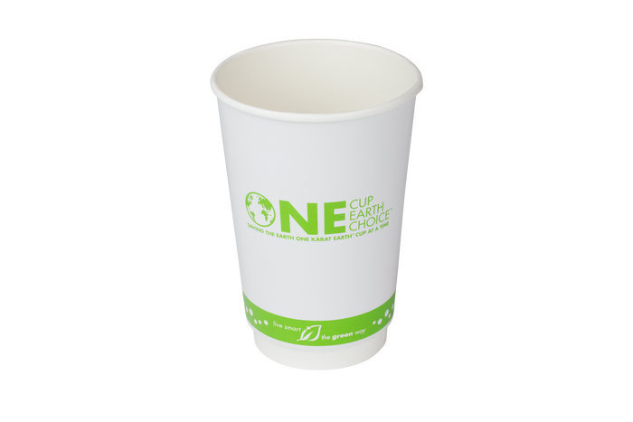 Karat Earth 16oz Compostable Insulated Double-Wall Paper Hot Cup | White | 91-Series