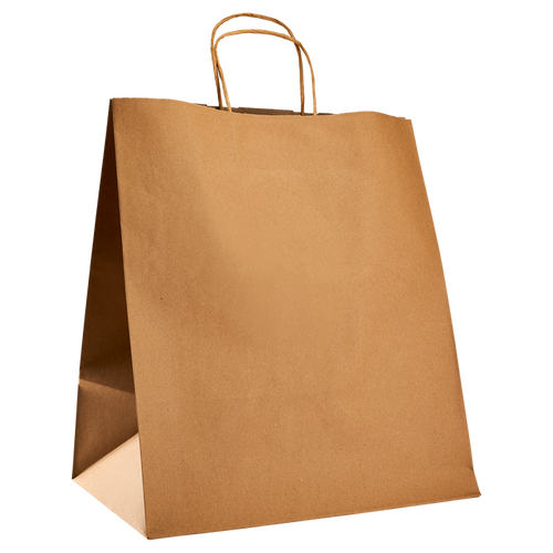 Karat Earth Paper Shopping Bag w/ Handles -  XL | 13.9”W x 15.9”H x 9.3G | Kraft