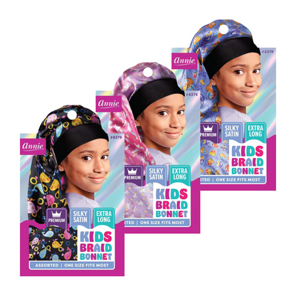 Kid's Silky Wide Edge Braid Bonnet Dual Layer [Assorted Pattern] #4379