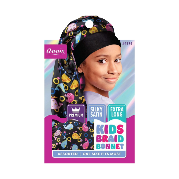 Kid's Silky Wide Edge Braid Bonnet Dual Layer [Assorted Pattern] #4379