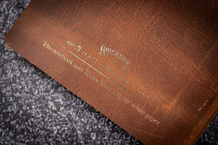 Leather Notebook - Tomoe River Paper - A5 - Crazy Horse Brown