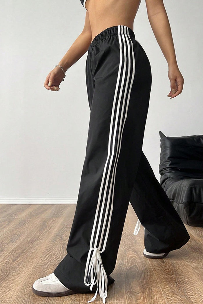 Leopard pants with white stripe