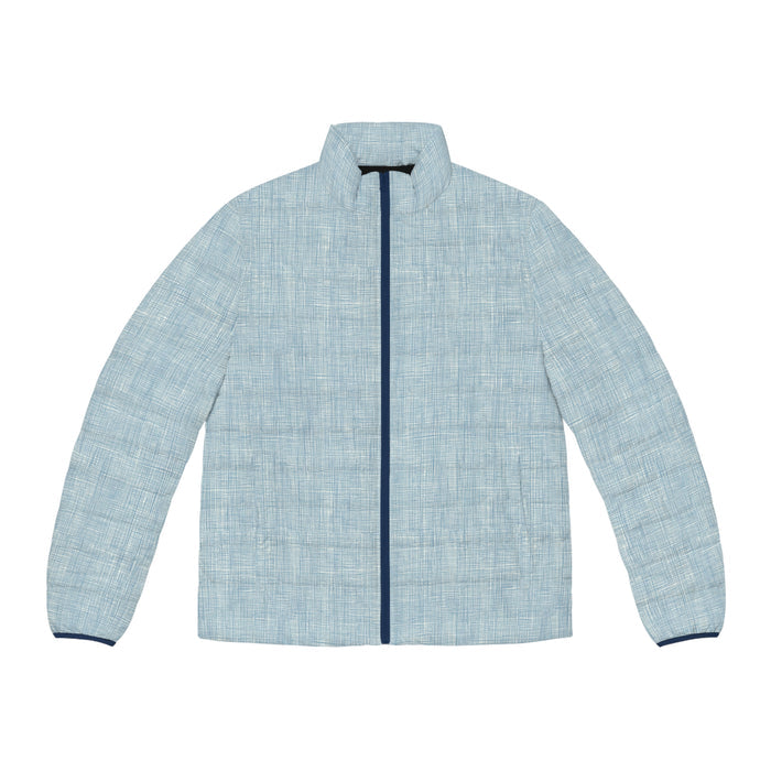 Light Blue Textured Puffer Jacket