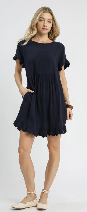 Linen Ruffle Hem Babydoll Dress