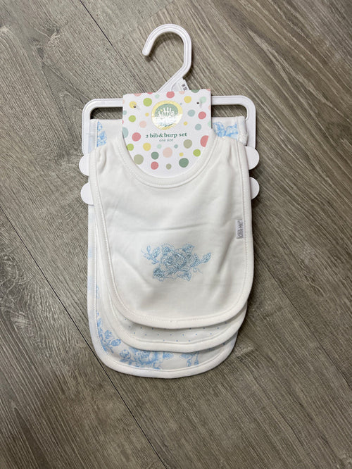 Little Me Blue Flower Bib Set