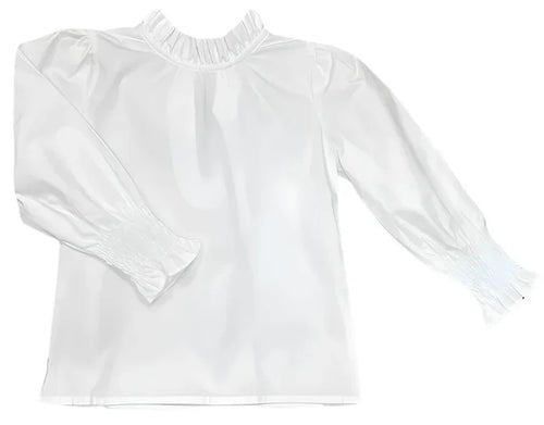 Lulu Bebe Lyn L/S Ruffle Collar Tie Back Shirt-White