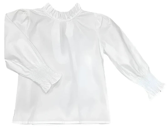 Lulu Bebe Lyn L/S Ruffle Collar Tie Back Shirt-White