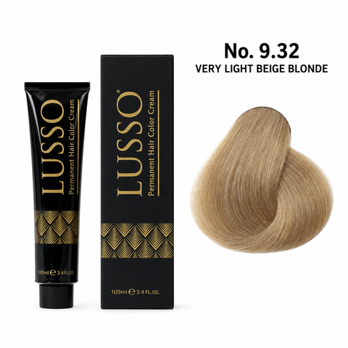 LUSSO Permanent Hair Colour Cream 100 ml No. 9.32 Very Light Beige Blonde with colour swatch