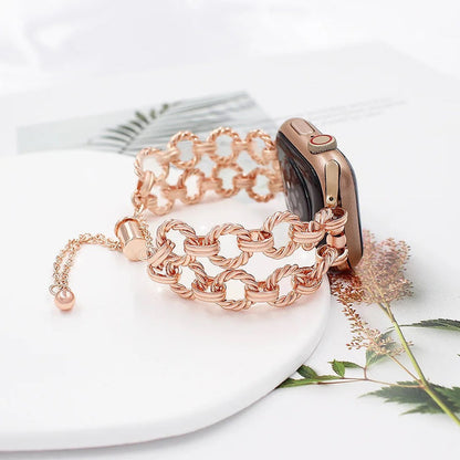 LuxeLinks Steel Bracelet Band For Apple Watch Multiple Colors Available — Classic Chain Link Design: Time-honored chain link pattern offers a sophisticated aesthetic.