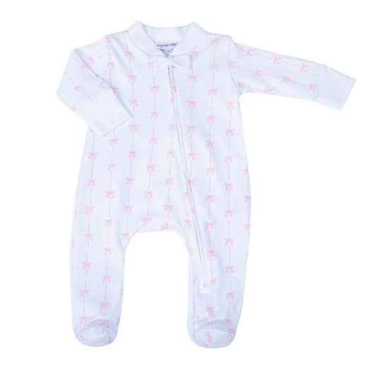 Magnolia Baby Bow Print Zipper Footie