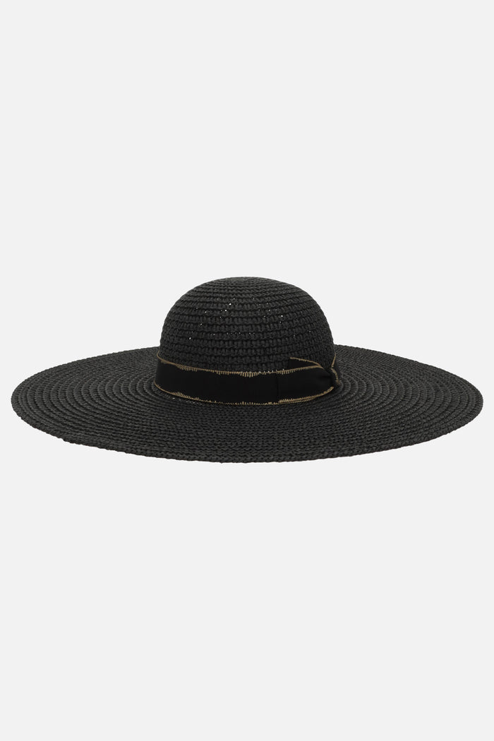 Marlene wide-brim hat in woven paper
