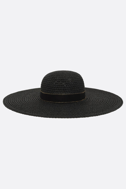 Marlene wide-brim hat in woven paper