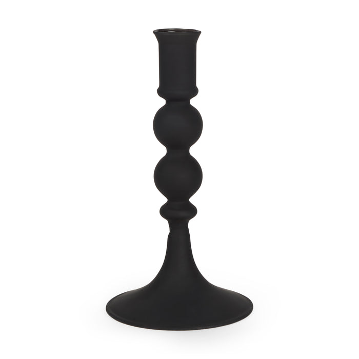 Matte Black Blown Glass Candlestick