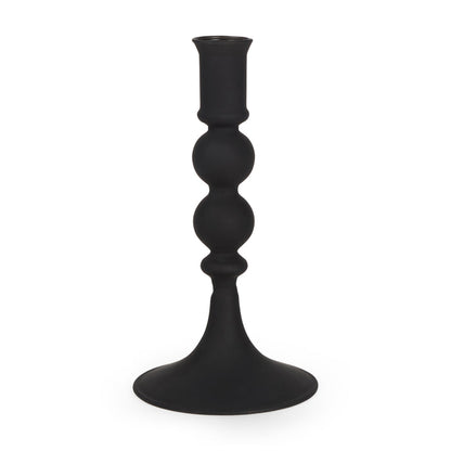 Matte Black Blown Glass Candlestick