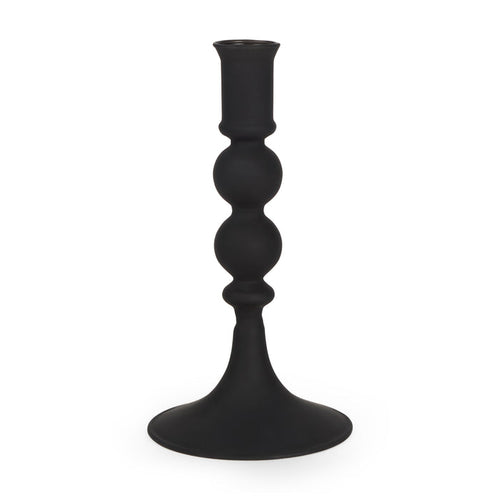 Matte Black Blown Glass Candlestick