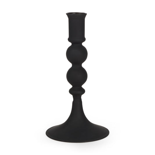 Matte Black Blown Glass Candlestick